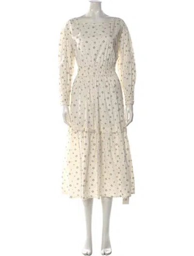 Pre-owned Apiece Apart Floral Print Midi Length Dress In Black