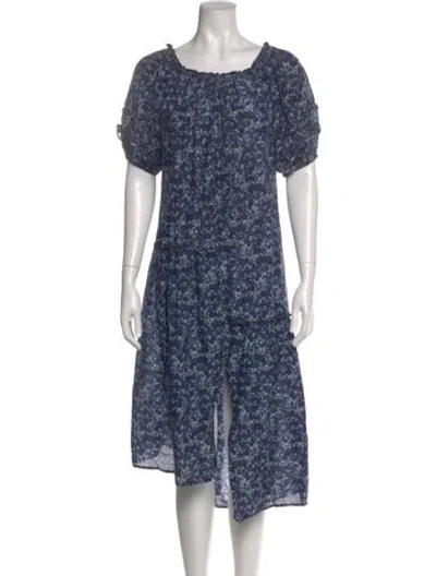 Pre-owned Apiece Apart Floral Print Midi Length Dress In Blue