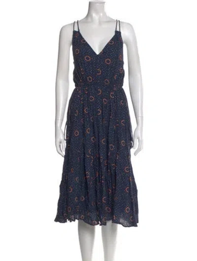 Pre-owned Apiece Apart Floral Print Midi Length Dress In Blue