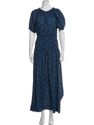 Pre-owned Apiece Apart Floral Print Midi Length Dress In Blue