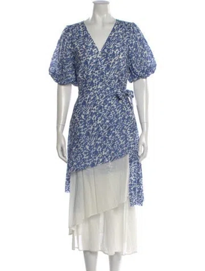 Pre-owned Apiece Apart Floral Print Midi Length Dress In Blue