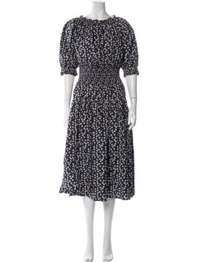 Pre-owned Apiece Apart Floral Print Midi Length Dress In Blue