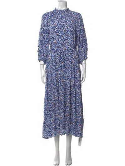 Pre-owned Apiece Apart Floral Print Midi Length Dress In Blue