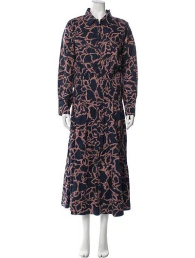 Pre-owned Apiece Apart Floral Print Midi Length Dress In Blue