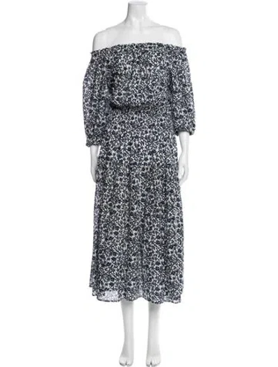 Pre-owned Apiece Apart Floral Print Midi Length Dress In Green