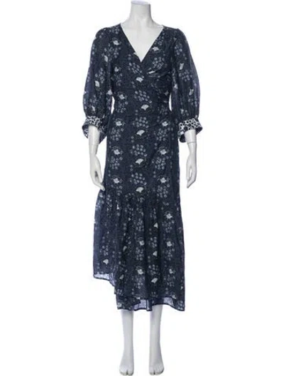Pre-owned Apiece Apart Floral Print Midi Length Dress In Multi