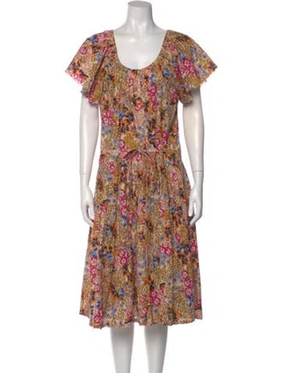 Pre-owned Apiece Apart Floral Print Midi Length Dress In Neutral