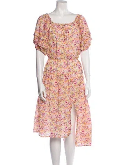 Pre-owned Apiece Apart Floral Print Midi Length Dress In Neutral