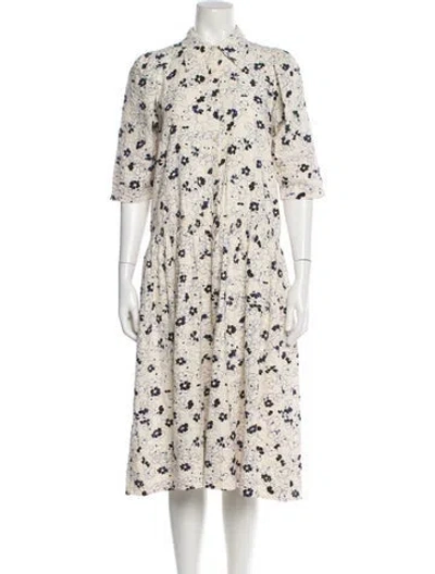 Pre-owned Apiece Apart Floral Print Midi Length Dress In Neutral