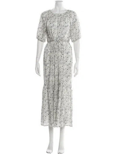 Pre-owned Apiece Apart Floral Print Midi Length Dress In Neutral