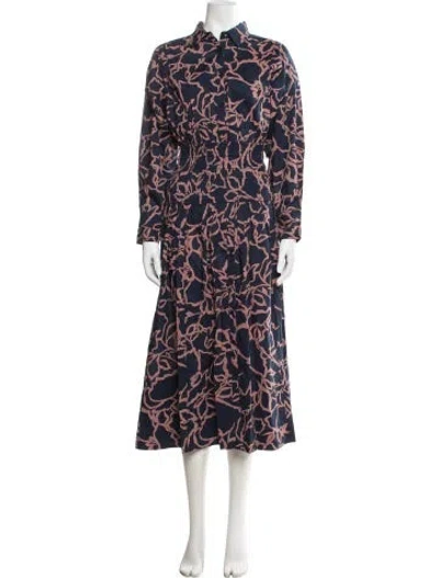 Pre-owned Apiece Apart Floral Print Midi Length Dress W/ Tags In Blue