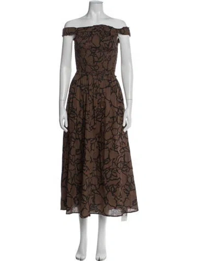 Pre-owned Apiece Apart Floral Print Midi Length Dress W/ Tags In Brown