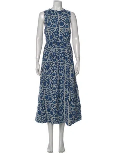 Pre-owned Apiece Apart Floral Print Midi Length Dress In White