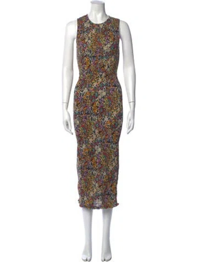 Pre-owned Apiece Apart Floral Print Midi Length Dress In Yellow