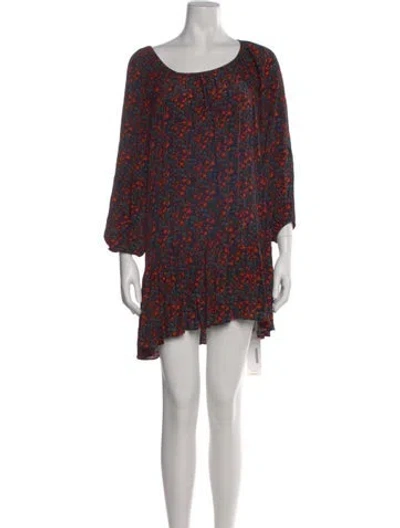 Pre-owned Apiece Apart Floral Print Mini Dress In Black