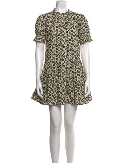 Pre-owned Apiece Apart Floral Print Mini Dress In Black