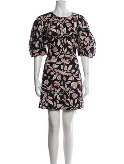 Pre-owned Apiece Apart Floral Print Mini Dress In Black