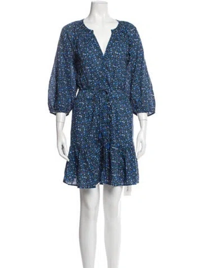 Pre-owned Apiece Apart Floral Print Mini Dress In Blue