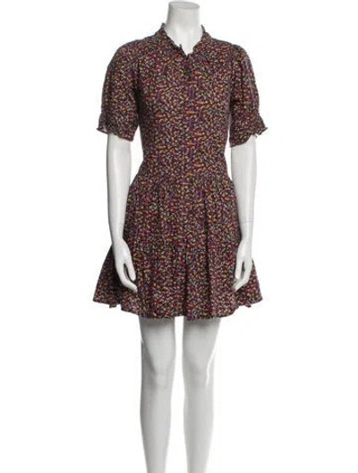 Pre-owned Apiece Apart Floral Print Mini Dress In Blue