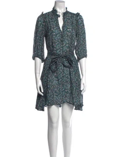 Pre-owned Apiece Apart Floral Print Mini Dress In Blue
