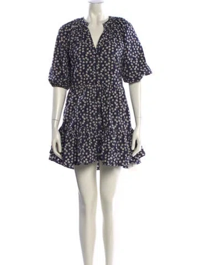 Pre-owned Apiece Apart Floral Print Mini Dress In Blue