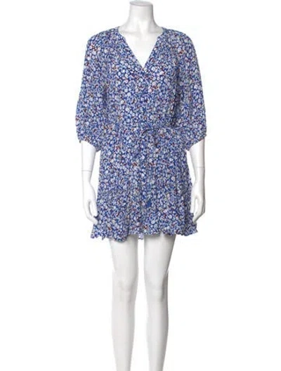 Pre-owned Apiece Apart Floral Print Mini Dress In Blue
