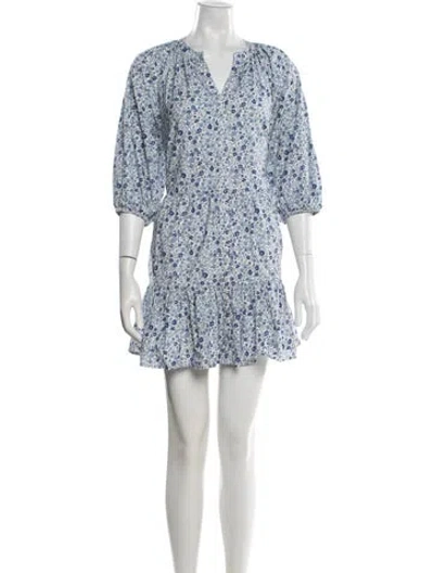 Pre-owned Apiece Apart Floral Print Mini Dress In Blue