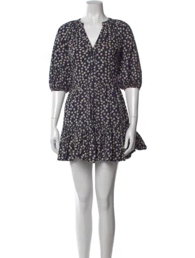 Pre-owned Apiece Apart Floral Print Mini Dress In Blue