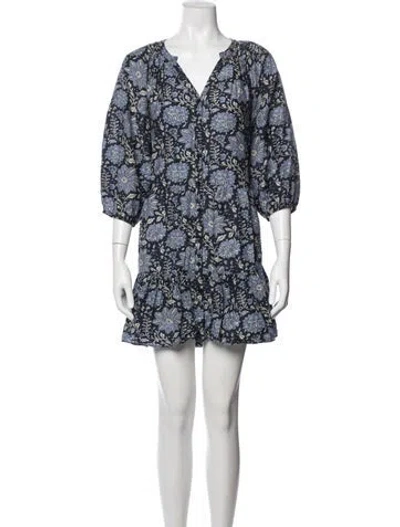 Pre-owned Apiece Apart Floral Print Mini Dress In Blue