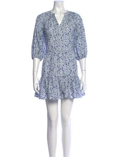 Pre-owned Apiece Apart Floral Print Mini Dress In Blue