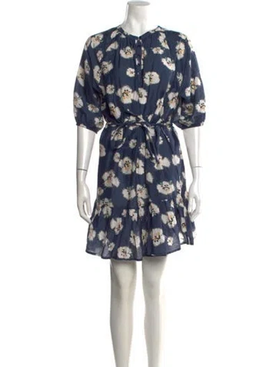 Pre-owned Apiece Apart Floral Print Mini Dress In Blue
