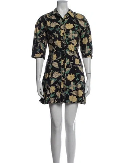 Pre-owned Apiece Apart Floral Print Mini Dress In Blue