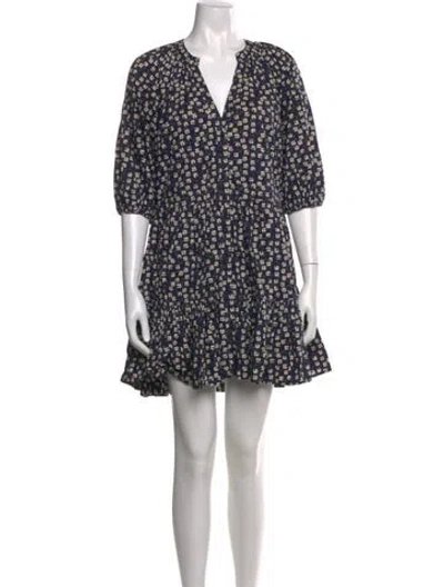 Pre-owned Apiece Apart Floral Print Mini Dress In Blue