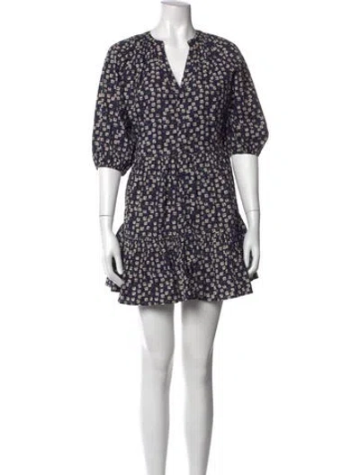 Pre-owned Apiece Apart Floral Print Mini Dress In Blue