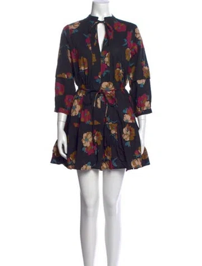 Pre-owned Apiece Apart Floral Print Mini Dress In Blue
