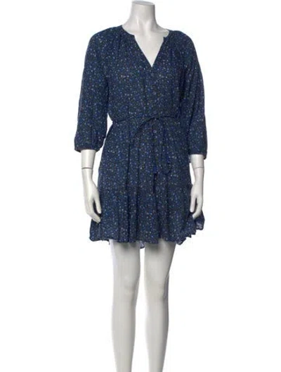 Pre-owned Apiece Apart Floral Print Mini Dress In Blue