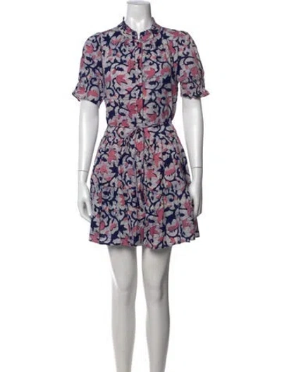 Pre-owned Apiece Apart Floral Print Mini Dress In Blue