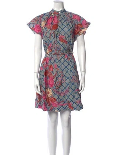 Pre-owned Apiece Apart Floral Print Mini Dress In Blue