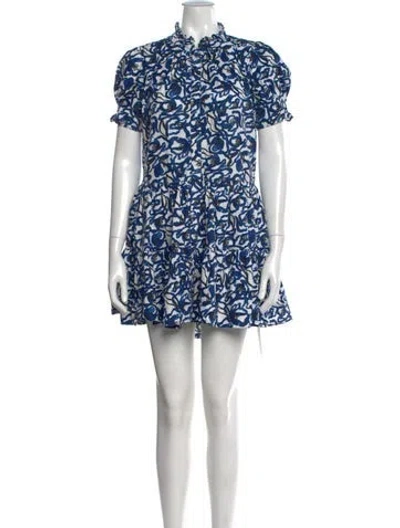 Pre-owned Apiece Apart Floral Print Mini Dress In Blue