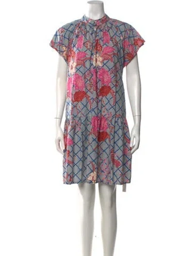 Pre-owned Apiece Apart Floral Print Mini Dress In Blue/pink