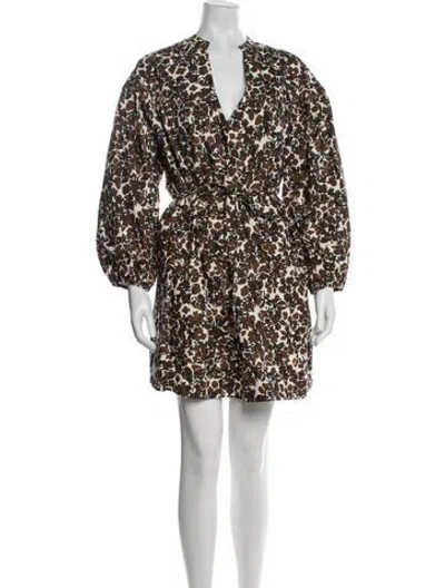 Pre-owned Apiece Apart Floral Print Mini Dress In Brown
