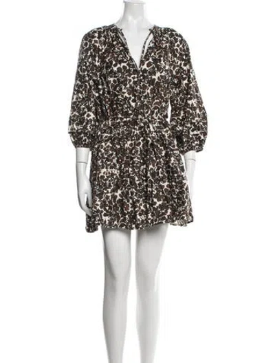Pre-owned Apiece Apart Floral Print Mini Dress In Brown