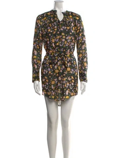 Pre-owned Apiece Apart Floral Print Mini Dress In Green