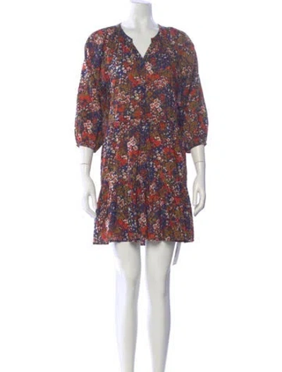 Pre-owned Apiece Apart Floral Print Mini Dress In Neutral