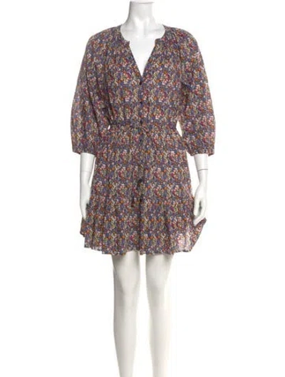 Pre-owned Apiece Apart Floral Print Mini Dress In Neutral