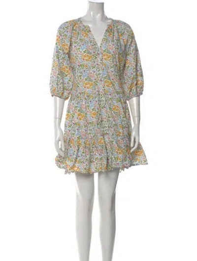 Pre-owned Apiece Apart Floral Print Mini Dress In Neutral