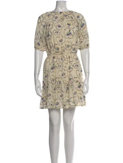 Pre-owned Apiece Apart Floral Print Mini Dress In Neutral