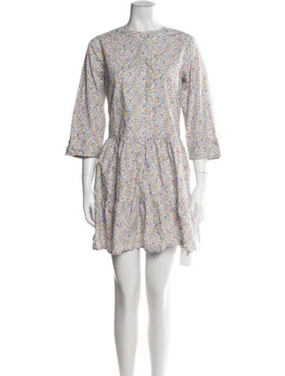Pre-owned Apiece Apart Floral Print Mini Dress In Neutral