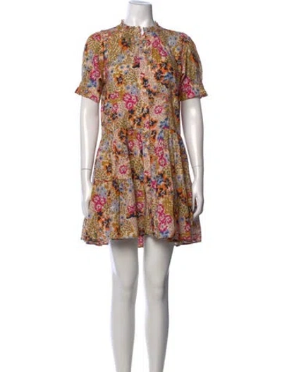 Pre-owned Apiece Apart Floral Print Mini Dress In Neutral