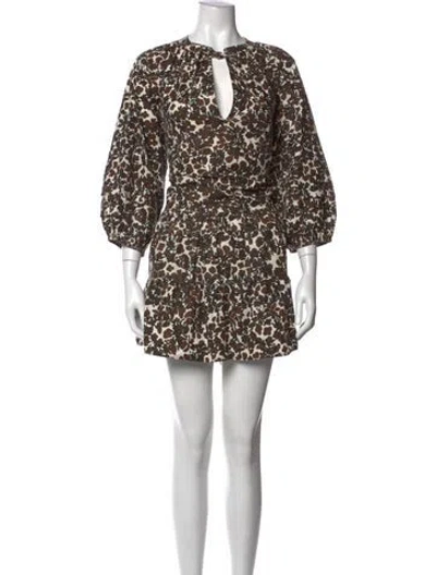 Pre-owned Apiece Apart Floral Print Mini Dress In Neutrals